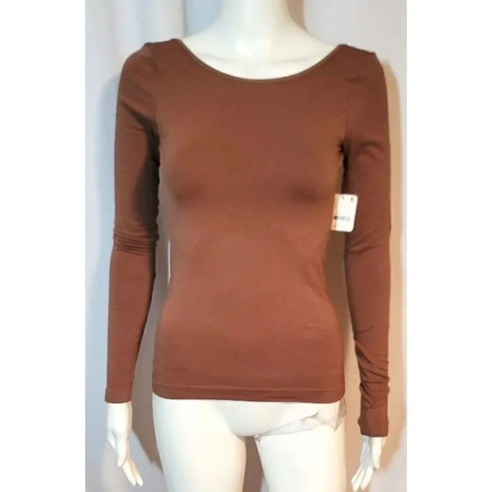 NWT Free People Intimately Low Back Seamless Top Brown - Size M/L